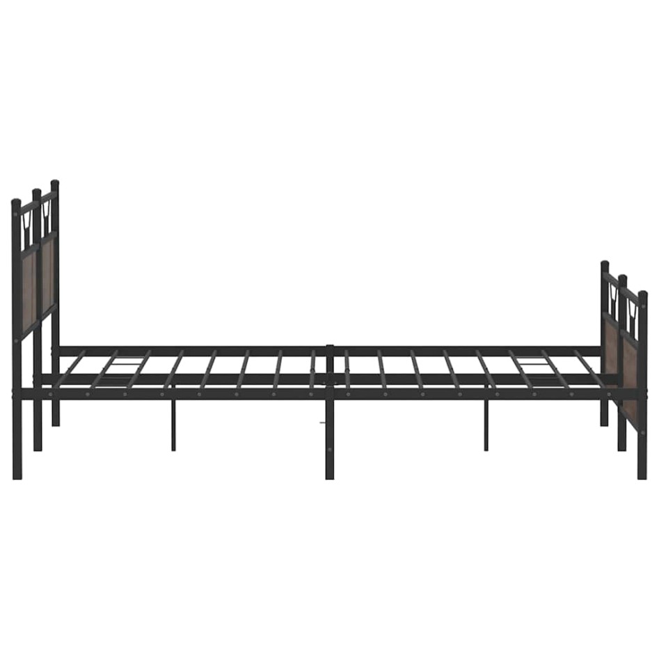 Estructura de cama sin colchón metal marrón roble 160x200