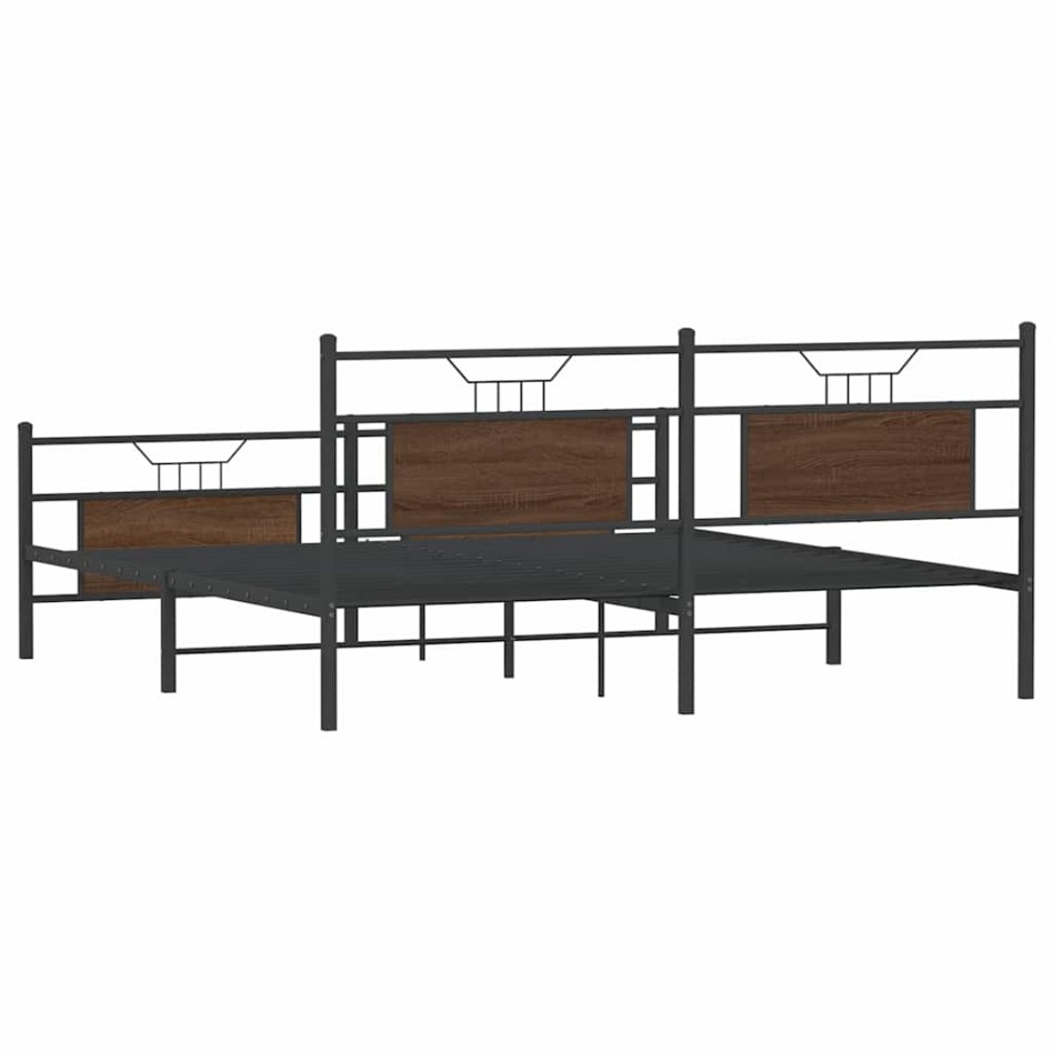 Estructura de cama sin colchón metal marrón roble 160x200