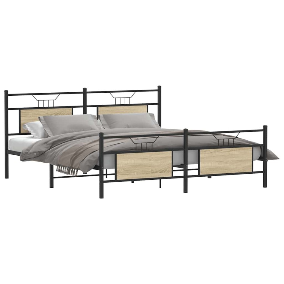 Estructura de cama sin colchón metal roble Sonoma 180x200