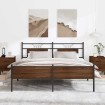 Estructura de cama sin colchón metal marrón roble 160x200 cm