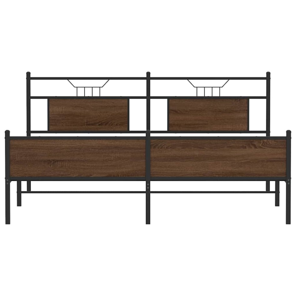 Estructura de cama sin colchón metal marrón roble 160x200