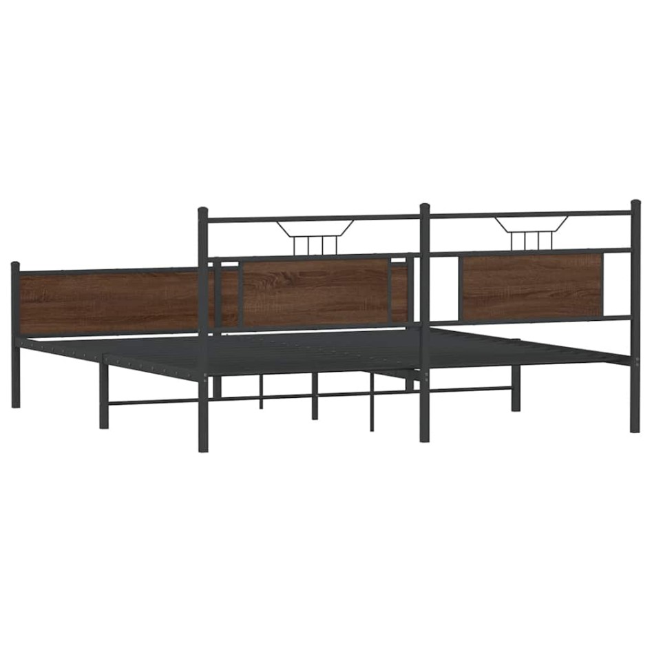 Estructura de cama sin colchón metal marrón roble 160x200