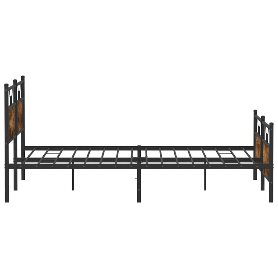 Estructura de cama sin colchón metal roble ahumado 180x200