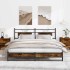 Estructura de cama sin colchón metal roble ahumado 180x200