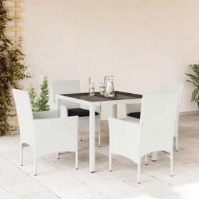 Set comedor jardín 5 pzas cojines ratán sintético vidrio