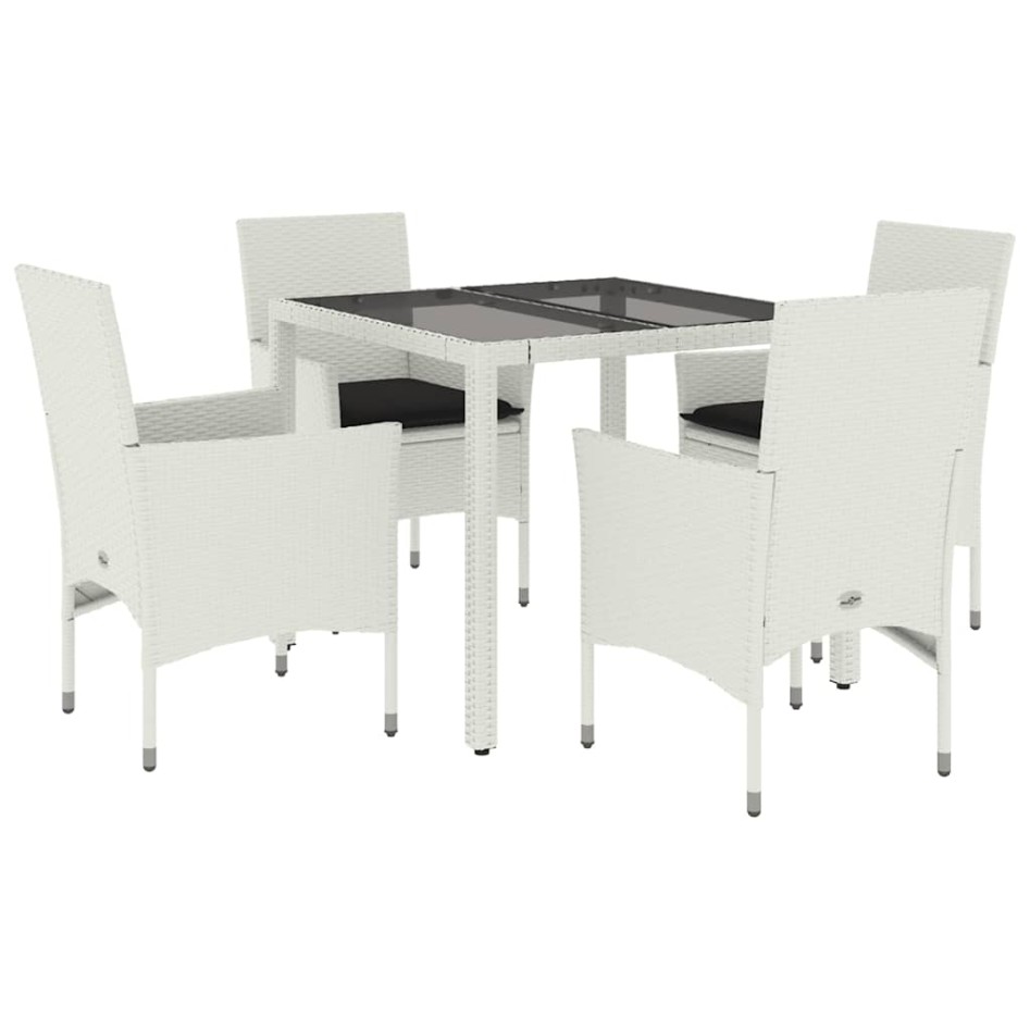 Set comedor jardín 5 pzas cojines ratán sintético vidrio