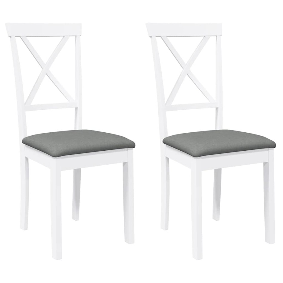 Sillas de comedor con cojines 2uds madera maciza blanco