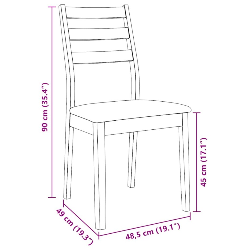 Sillas de comedor con cojines 2 uds madera maciza marrón