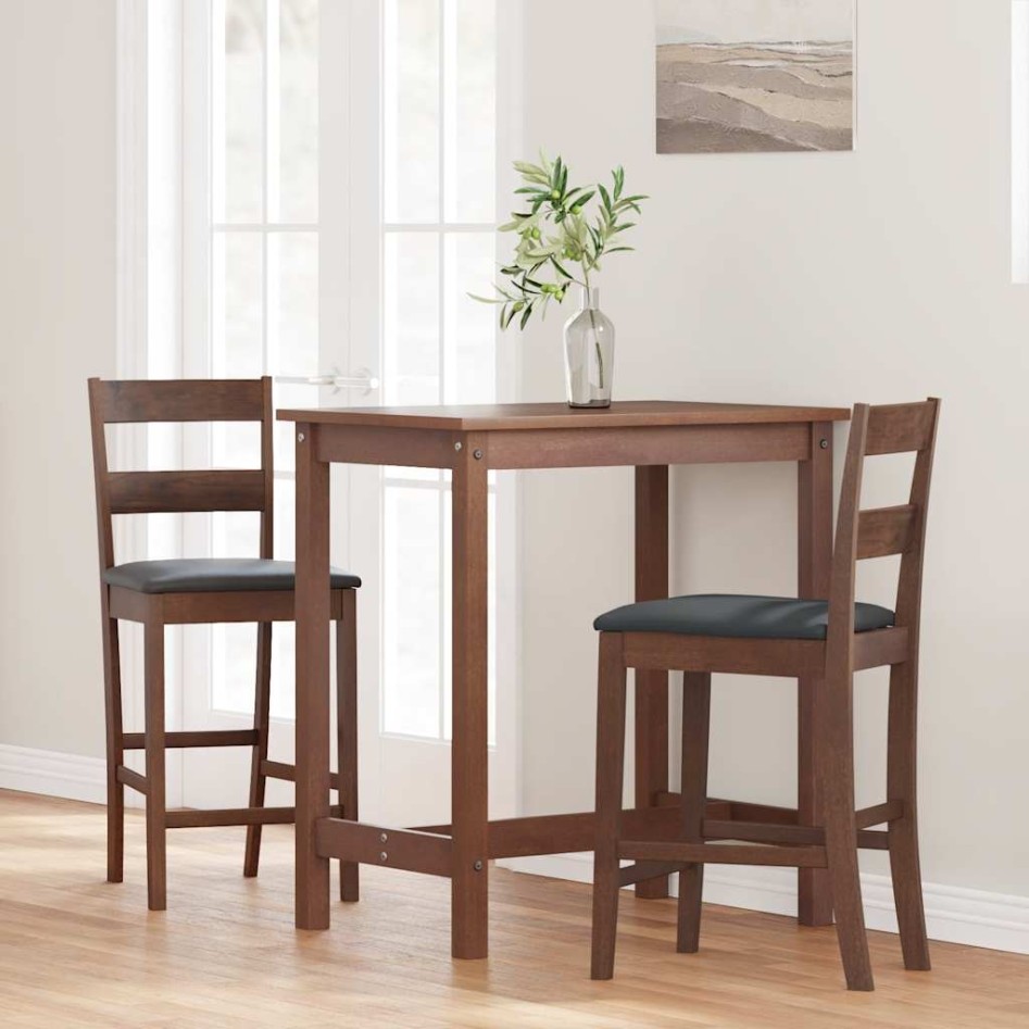 Taburetes de bar con cojines 2 uds madera maciza marrón