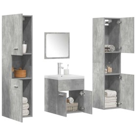 Set muebles de baño 5 piezas madera ingeniería gris