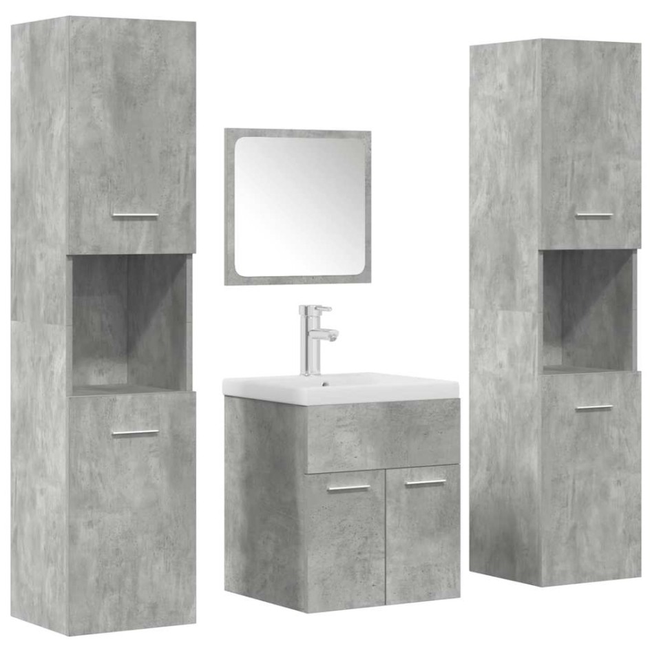 Set muebles de baño 5 piezas madera ingeniería gris