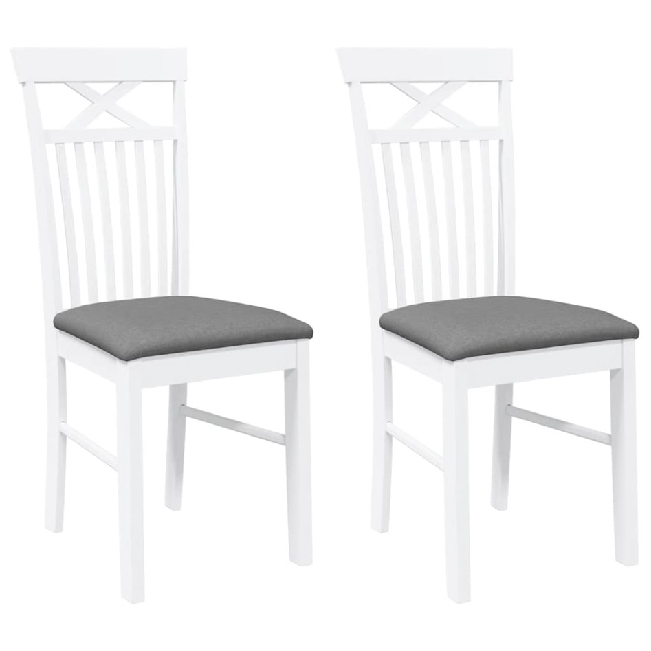 Sillas de comedor con cojines 2uds madera maciza blanco