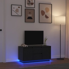 Mueble de TV con luces LED roble negro 100x41x50
