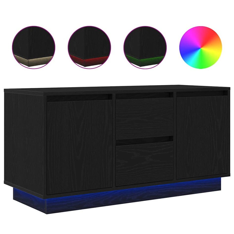 Mueble de TV con luces LED roble negro 100x41x50