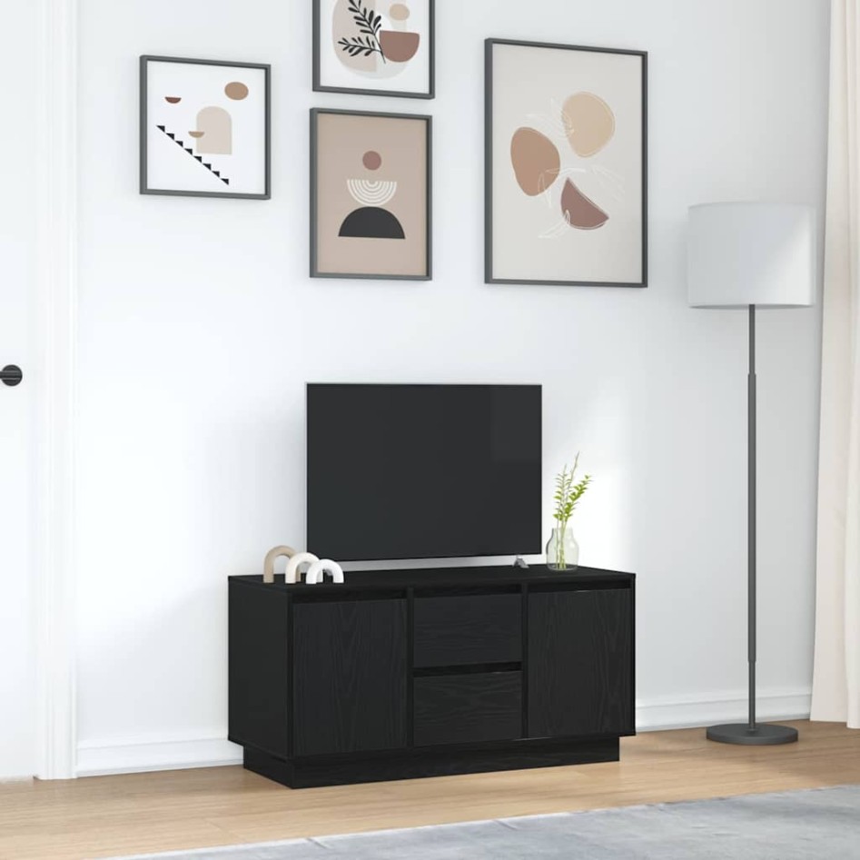 Mueble de TV con luces LED roble negro 100x41x50