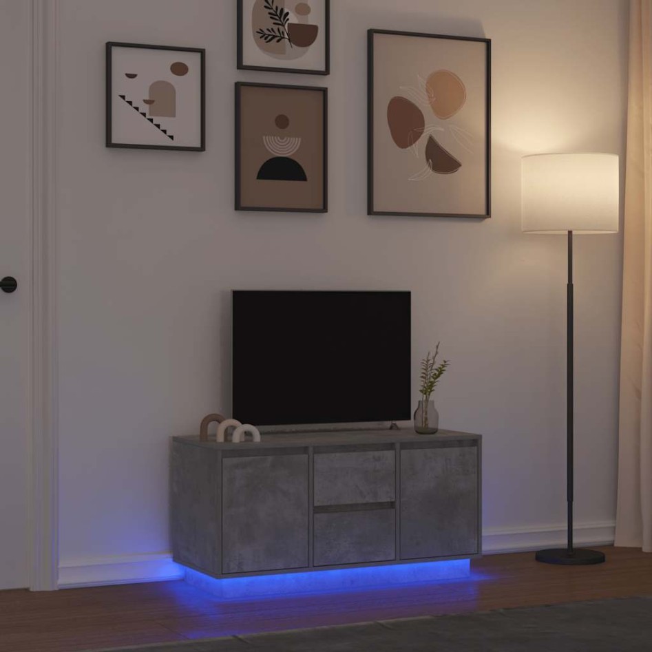 Mueble de TV con luces LED gris hormigón 100x41x50