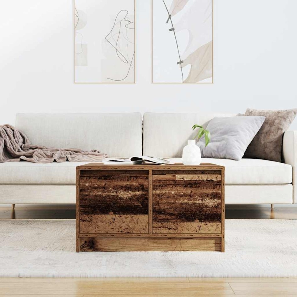 Mesa de centro con cajones madera vieja 70,5x70x40