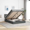 Cama otomana con colchón LED gris oscuro 140x190 cm tela