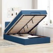 Cama otomana con colchón y luces LED azul 120x200 cm Tela