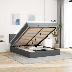 Cama otomana con colchón LED gris oscuro 140x200 cm