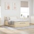 Cama otomana con colchón y luces LED Tela crema 140x200