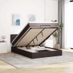 Cama otomana con colchón LED marrón oscuro 140x190 cm tela
