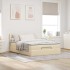 Cama otomana con colchón LED crema 140x190 cm