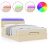 Cama otomana con colchón LED crema 140x190 cm