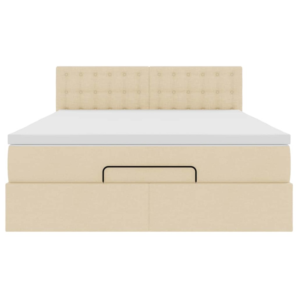 Cama otomana con colchón LED crema 140x190 cm
