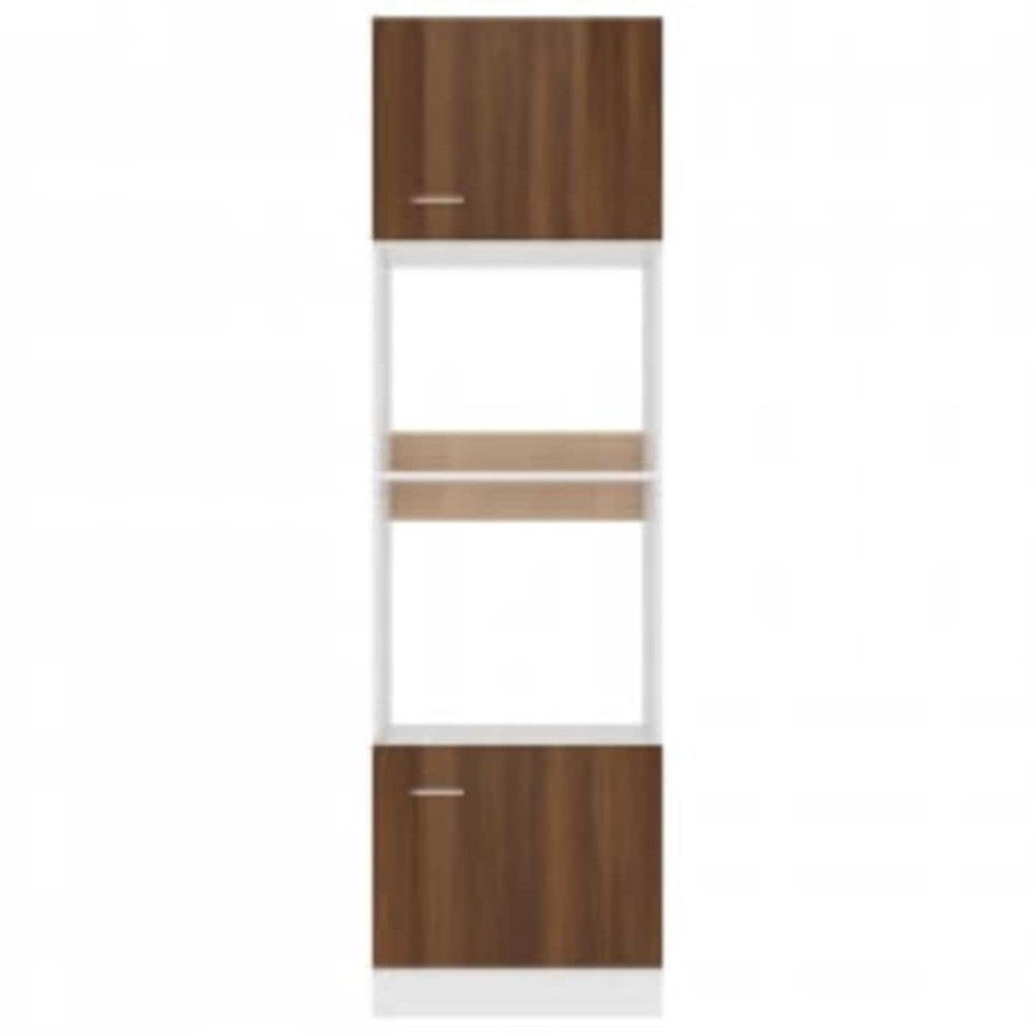 Armario de microondas contrachapada marrón roble 60x57x207