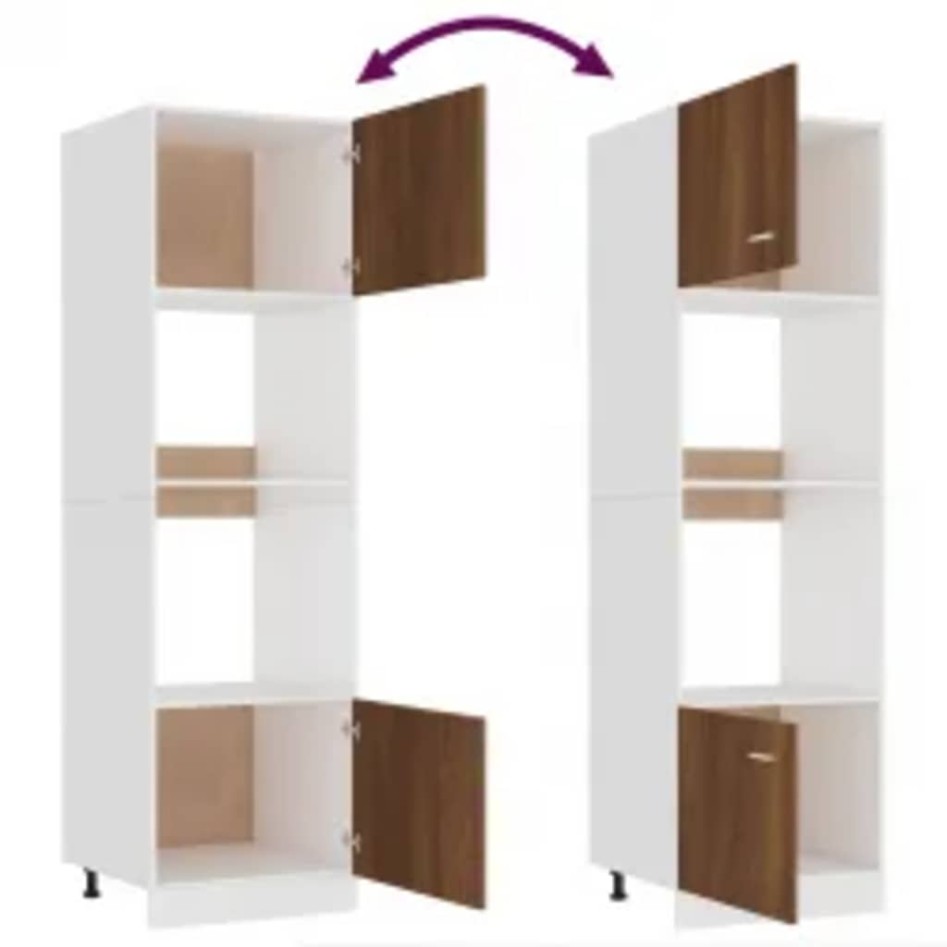 Armario de microondas contrachapada marrón roble 60x57x207