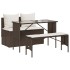 Set comedor de jardín 3 piezas y cojines ratán sintético