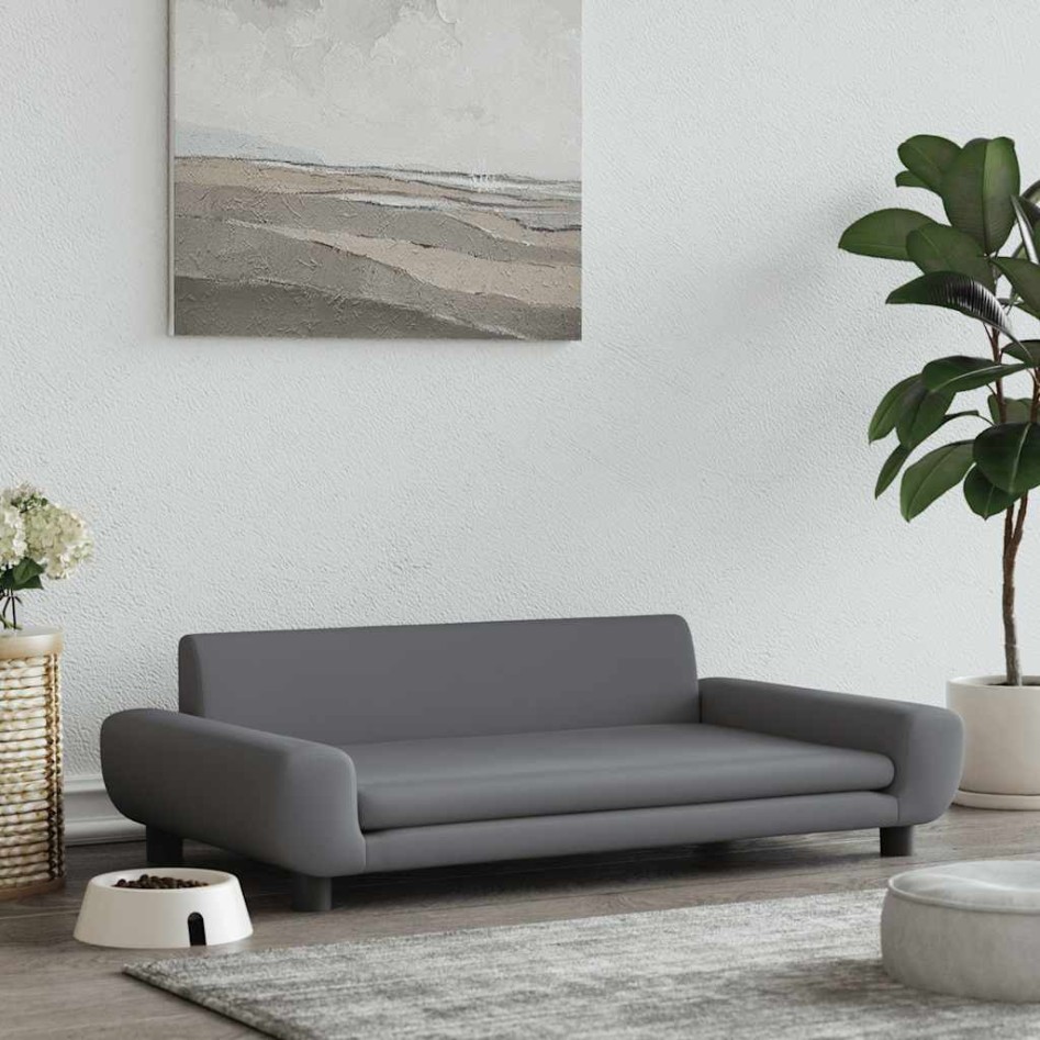 Cama para perros de terciopelo gris oscuro 100x54x33