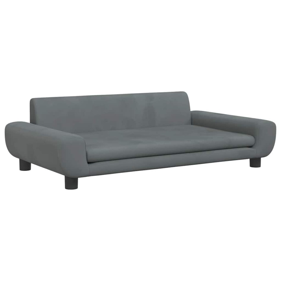Cama para perros de terciopelo gris oscuro 100x54x33