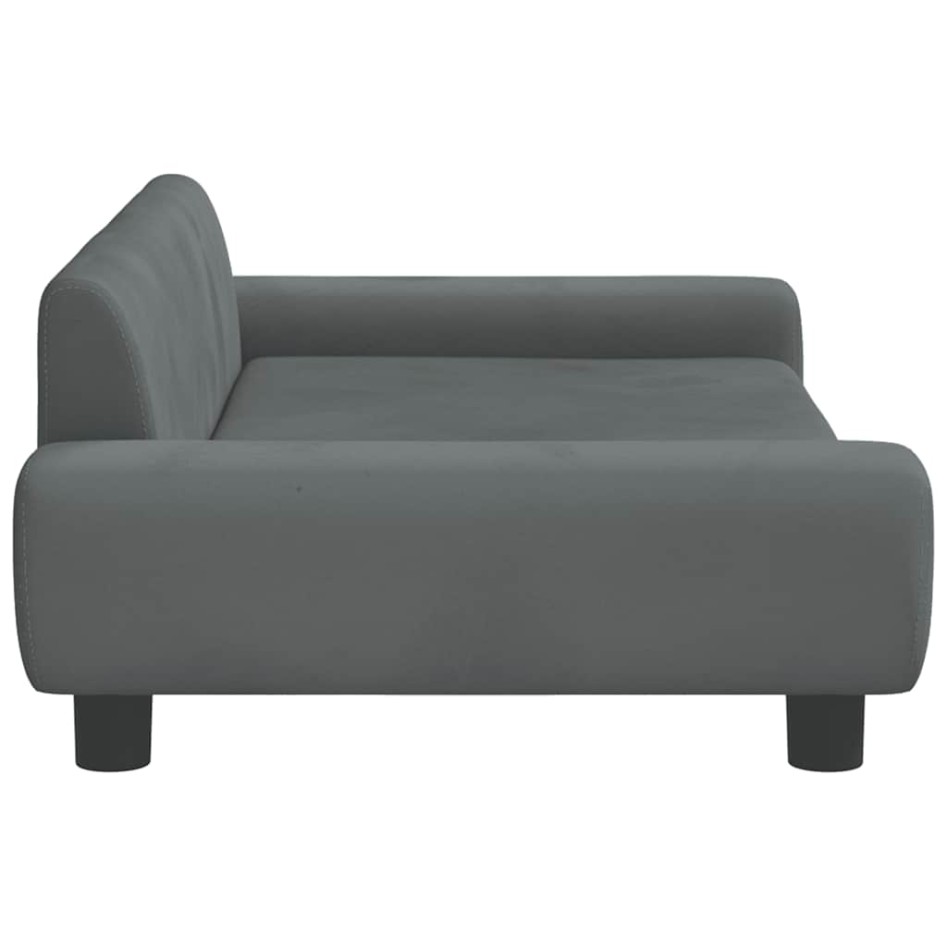 Cama para perros de terciopelo gris oscuro 100x54x33
