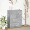Aparador de madera de ingeniería gris hormigón 80x35x99 cm