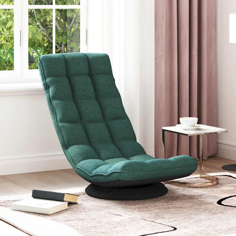 Silla giratoria de suelo de tela verde oscuro 70x51x79