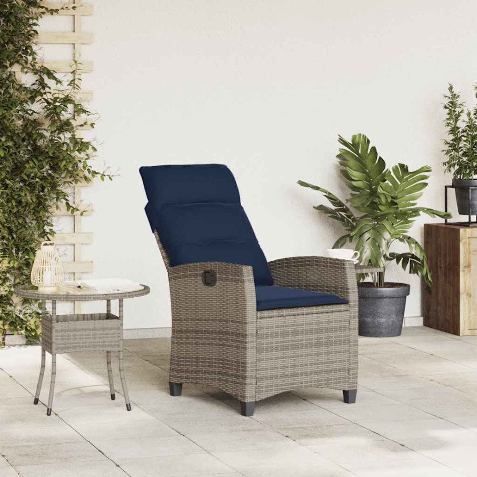 Silla de jardín reclinable con mesa auxiliar ratán