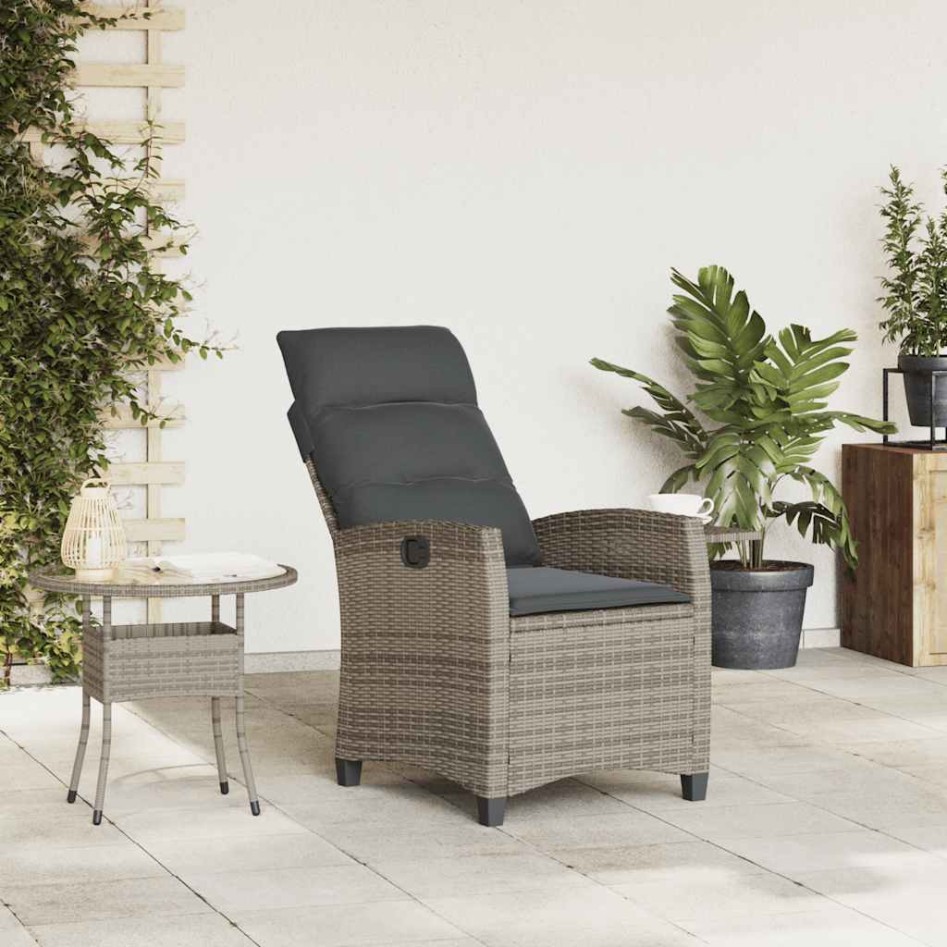 Silla de jardín reclinable con mesa auxiliar ratán