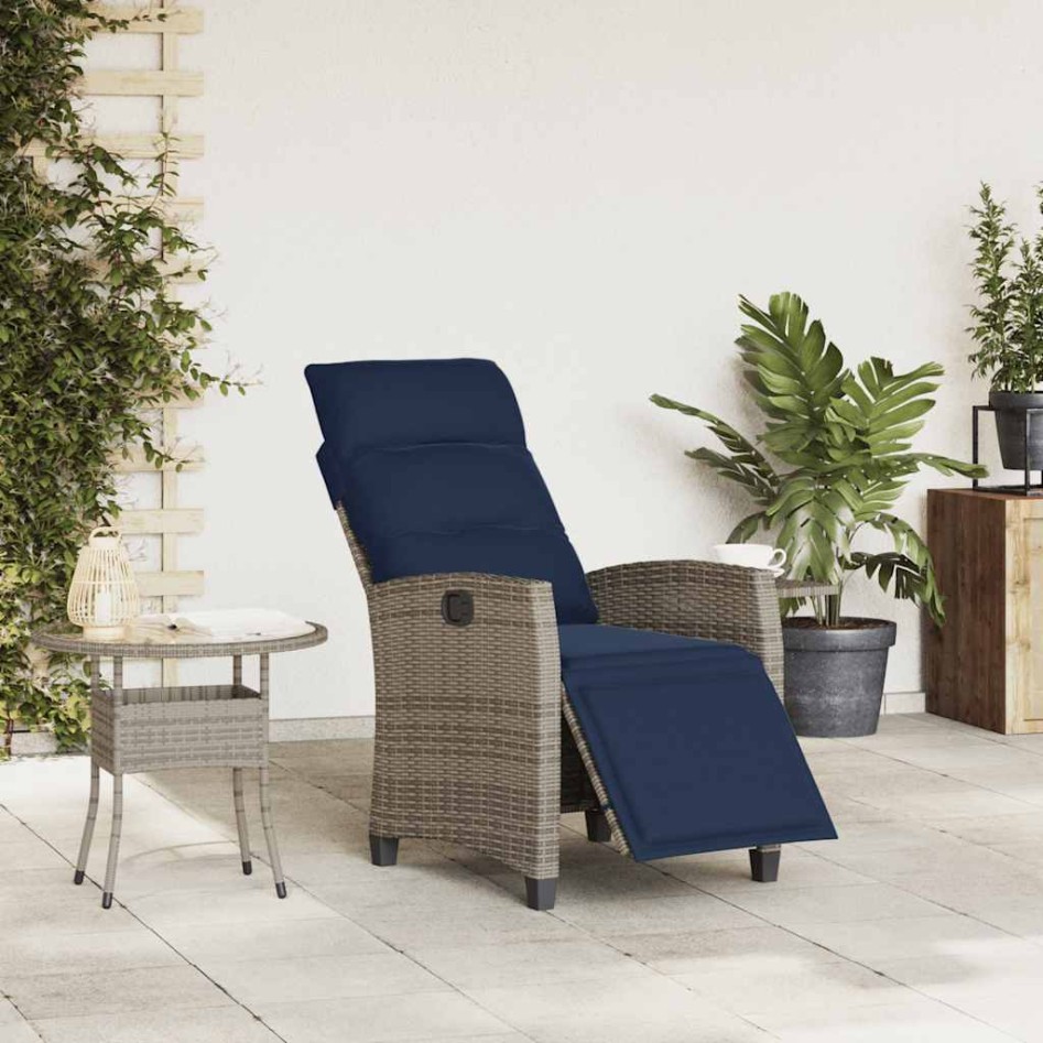 Silla de jardín reclinable con mesa auxiliar ratán