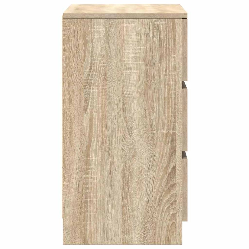 Mesillas de noche con 3 cajones 2 uds roble Sonoma 39x35x65