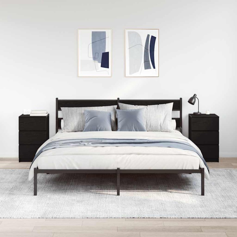 Mesillas de noche con 3 cajones 2 uds. Negro 39x35x65