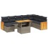 Set de muebles de jardín 9 pzas y cojines ratán sintético