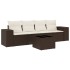 Set comedor de jardín 5 piezas y cojines ratán sintético