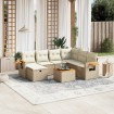 Juego de sofás de jardín con cojines beige 8 pzas ratán PE