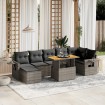 Set de sofás de jardín 8 pzas y cojines ratán sintético gris