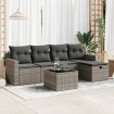 Set de muebles de jardín 6 pzas y cojines ratán sintético gris
