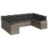 Set de muebles de jardín 9 pzas y cojines ratán sintético
