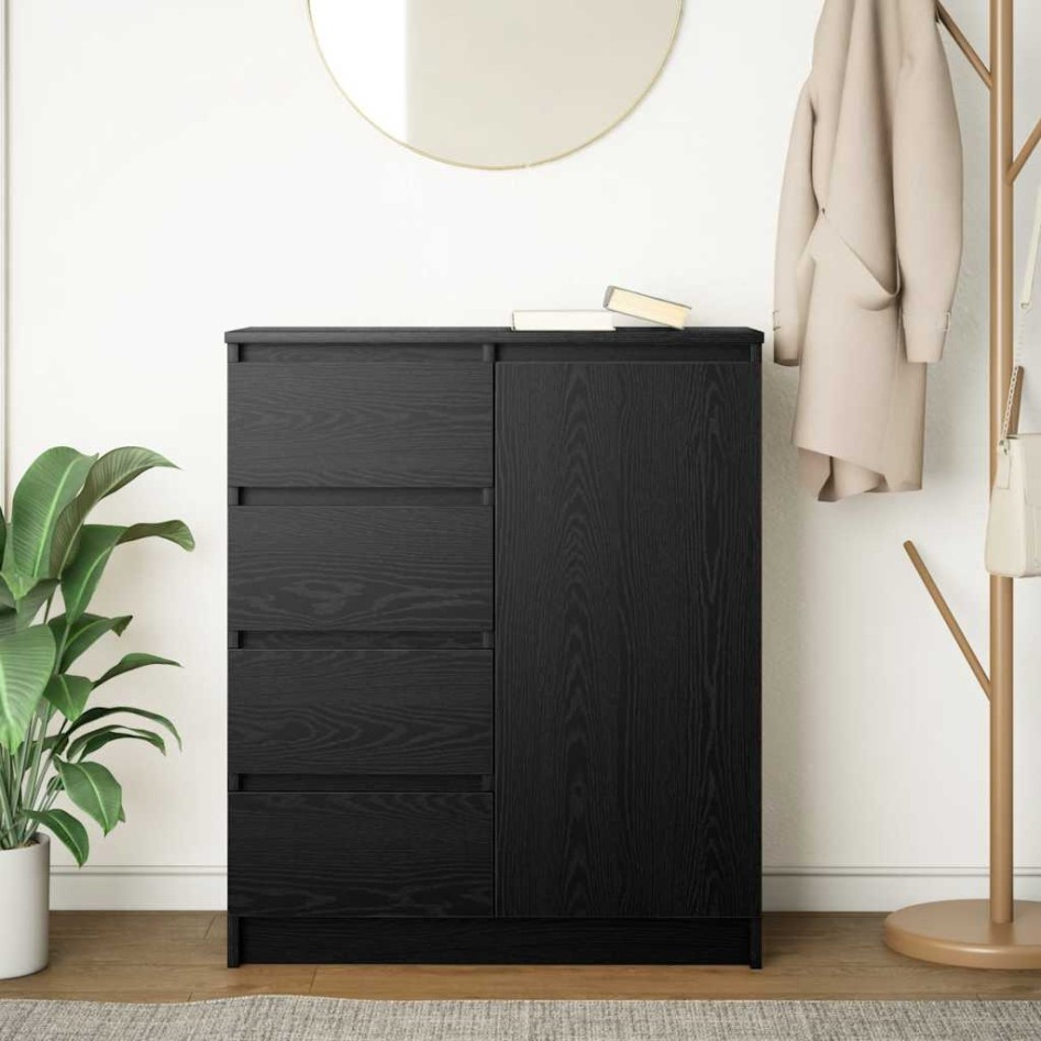 Aparador con cajones roble negro 71x35x84 cm madera