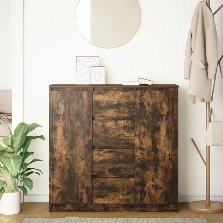 Aparador con cajones roble ahumado 100,5x35x98,5